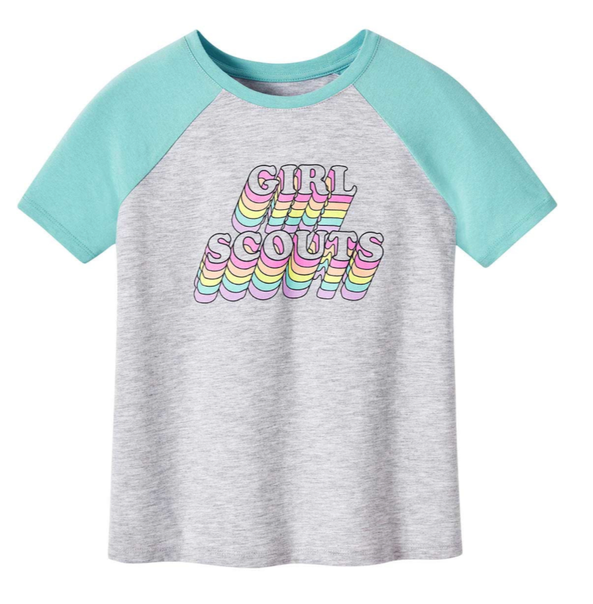 GIRLS&#39; RAINBOW BASEBALL T-SHIRT LG