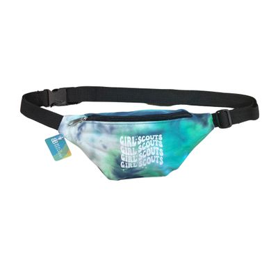 Girl Scout Wavy Font Tie Dye Blue/Green Fanny Pack