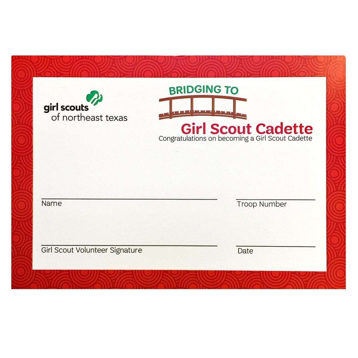 BRIDGING CERTIFICATE TO CADETTE 5&quot; x 7&quot;