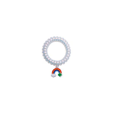RAINBOW HAIR COIL TIE WITH PVC CHARM