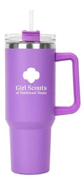GSNETX PURPLE HIPPO MUG- 40 OZ W/ LID &amp; STRAW