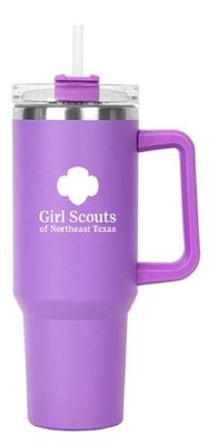 GSNETX PURPLE HIPPO MUG- 40 OZ W/ LID &amp; STRAW