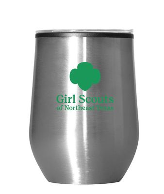 GSNETX STEMLESS TUMBLER- 12 OZ W/ LID - SILVER