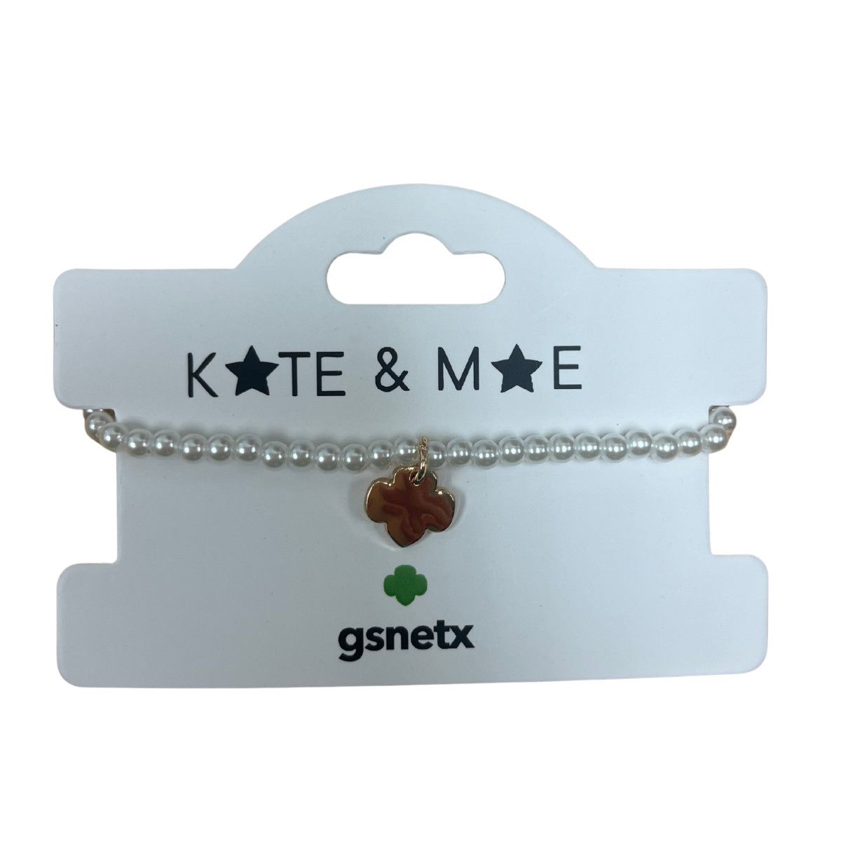 PEARL BRACELET W/ TREFOIL- GOLD