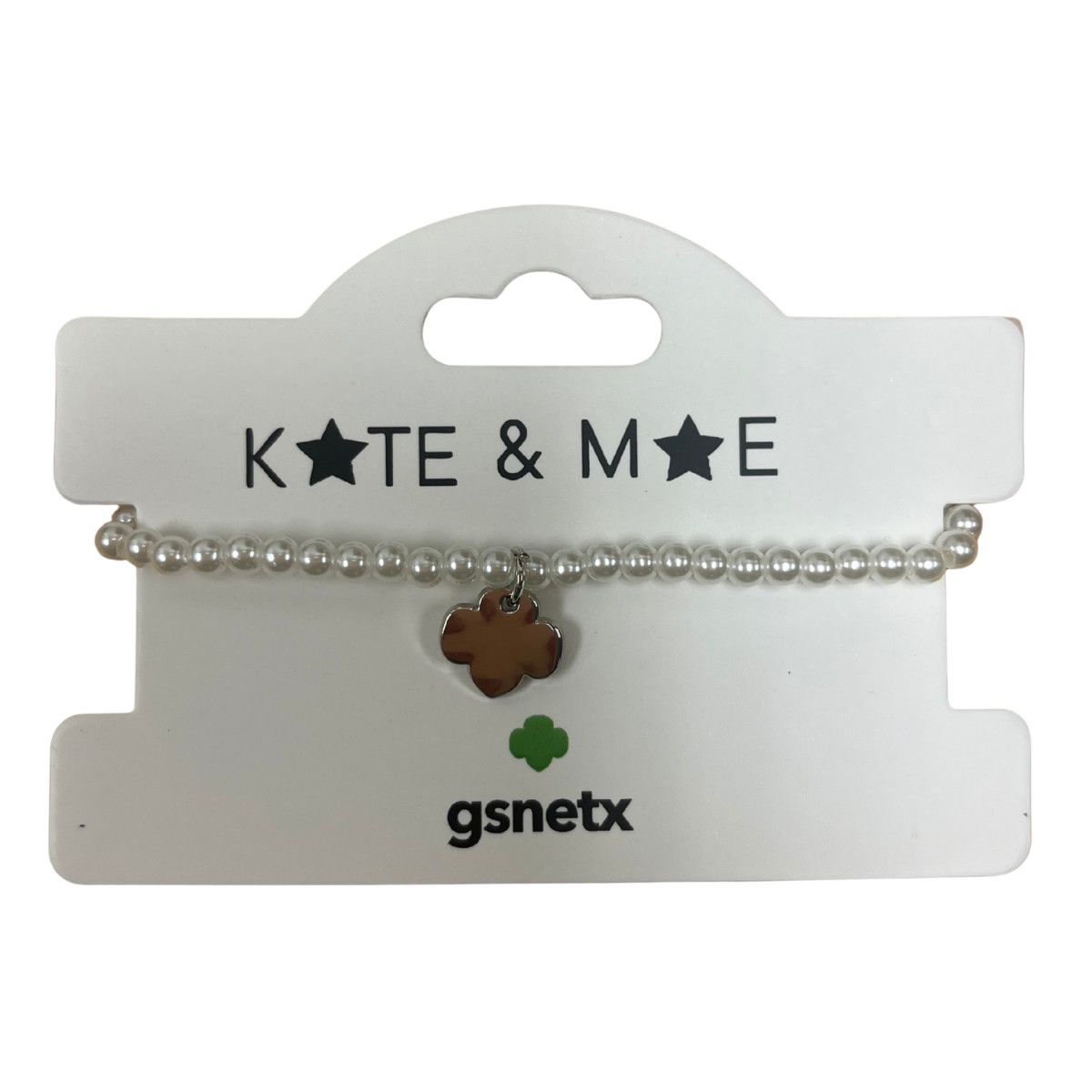 PEARL BRACELET W/ TREFOIL- SILVER