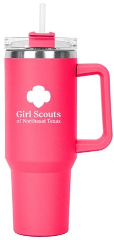 GSNETX PINK HIPPO MUG- 40 OZ W/ LID &amp; STRAW