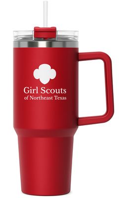 GSNETX RED HIPPO MUG- 40 OZ W/ LID &amp; STRAW