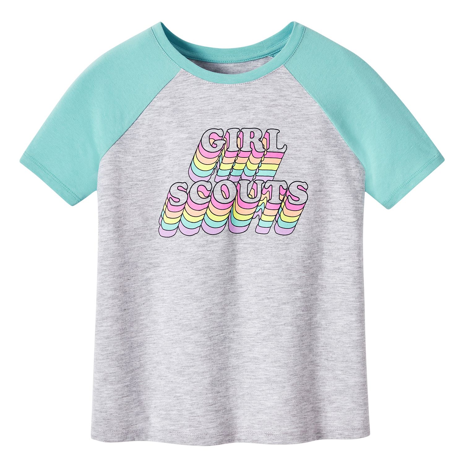 GIRLS' RAINBOW BASEBALL T-SHIRT LG