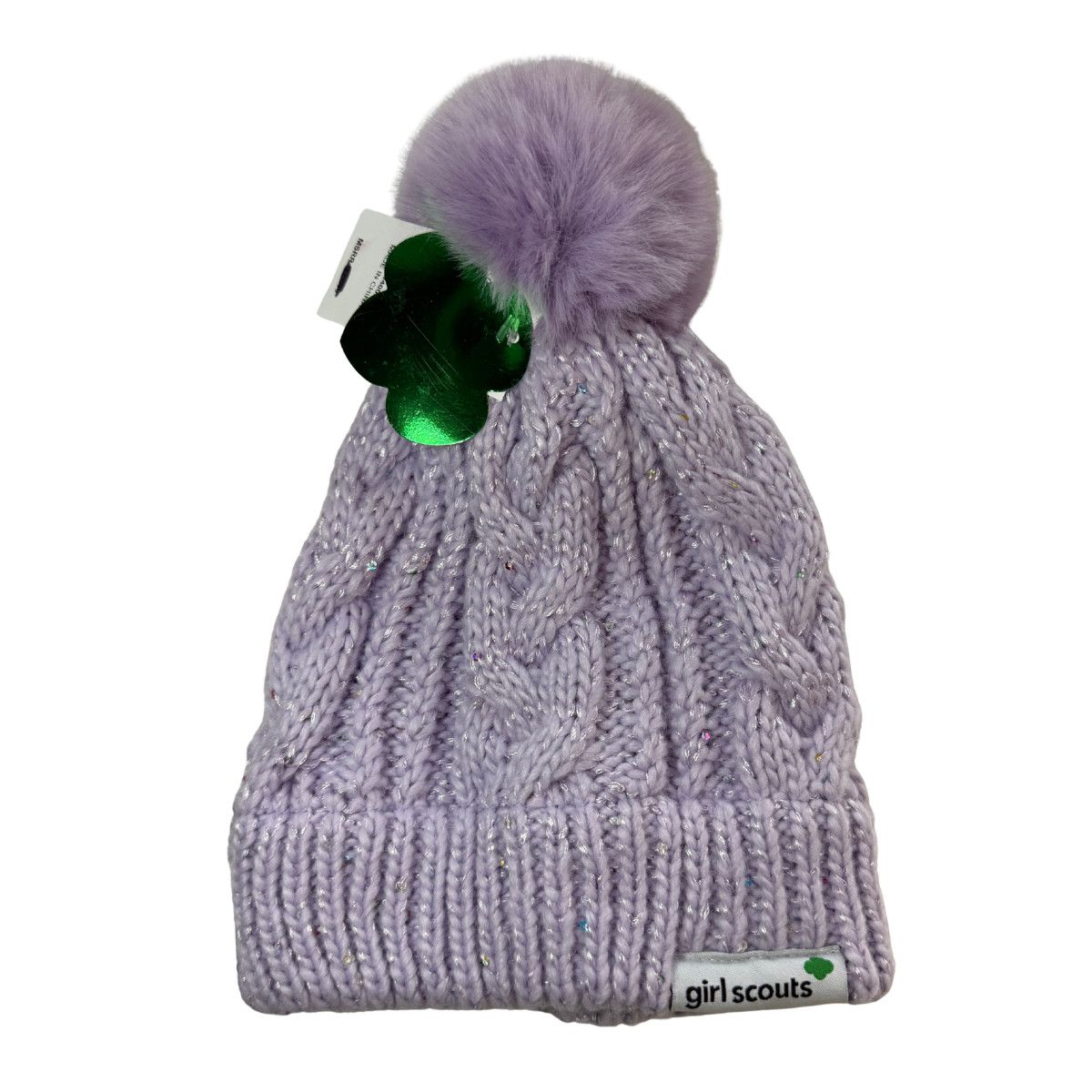 Sparkly Purple Pom Hat Girls