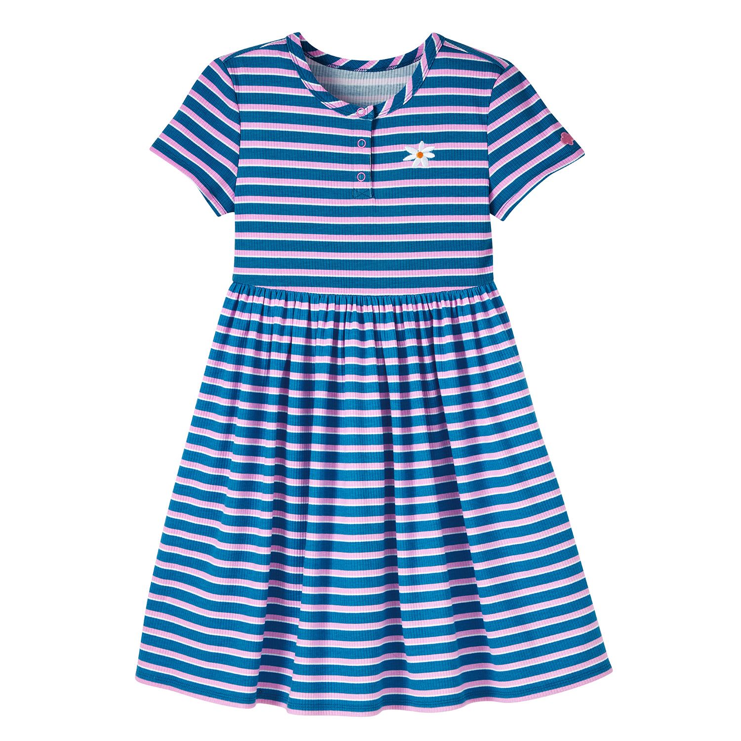 Daisy Striped Henley Dress, Size: XXS