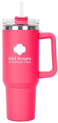 GSNETX PINK HIPPO MUG- 40 OZ W/ LID &amp; STRAW