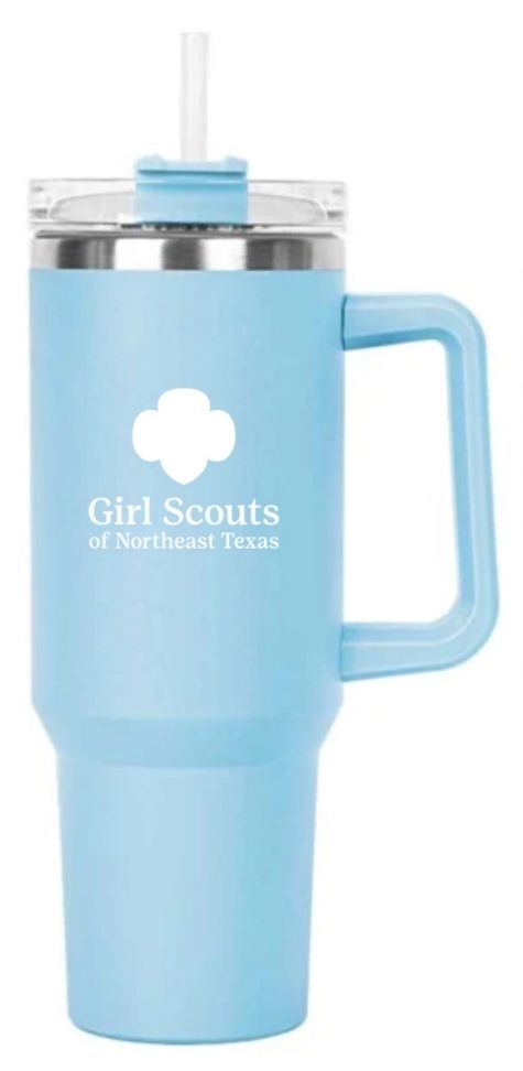GSNETX  LIGHT BLUE HIPPO MUG- 40 OZ W/ LID &amp; STRAW
