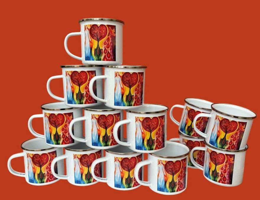 Emaille-Tasse mit Motiv 