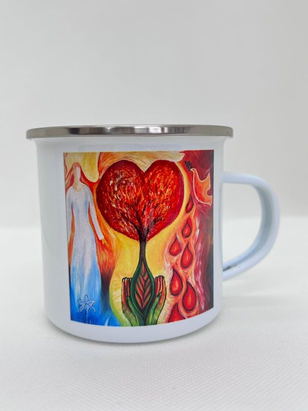 Wunderschöne Emaille-Tasse mit Motiv Wunderschöne Emaille-Tasse mit Motiv "Liebe" - 1 Stück