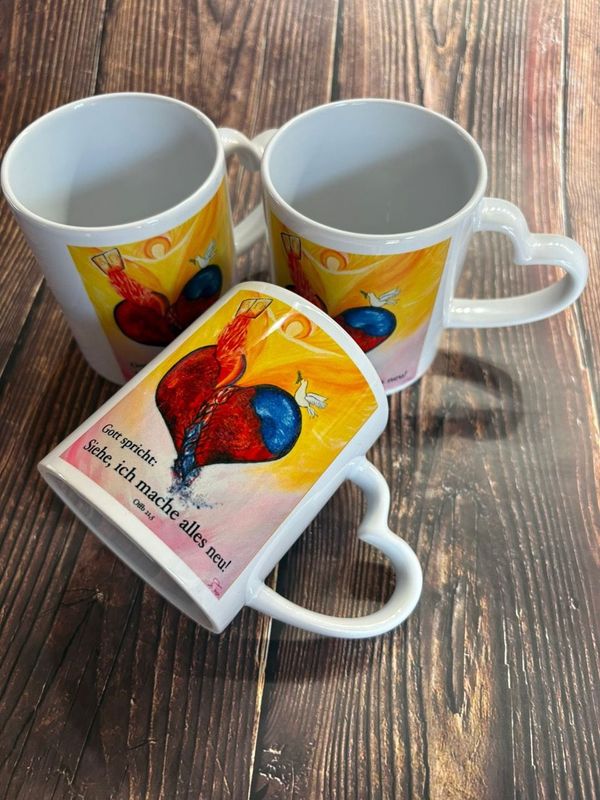 Tasse  mit Herzhenkel Jahreslosung 2026 – „Siehe, ich mache alles neu“