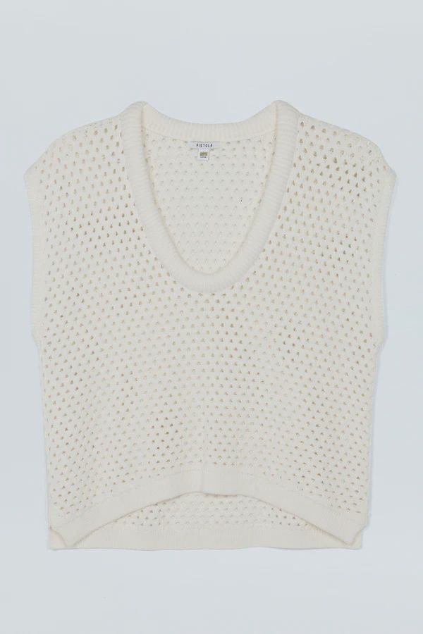 Beck Open Knit Crop Sweater White