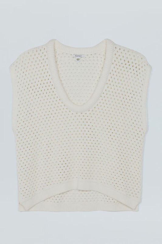 Beck Open Knit Crop Sweater White
