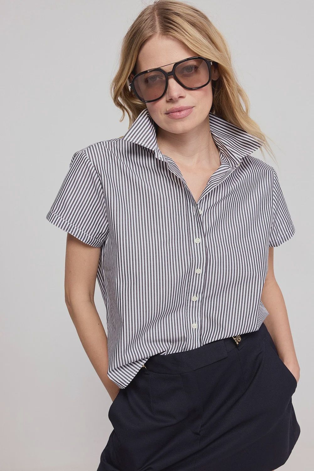 Boxy SS Blk Stripe