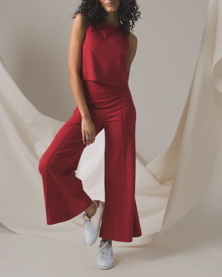 Ponte Crop Pant Red