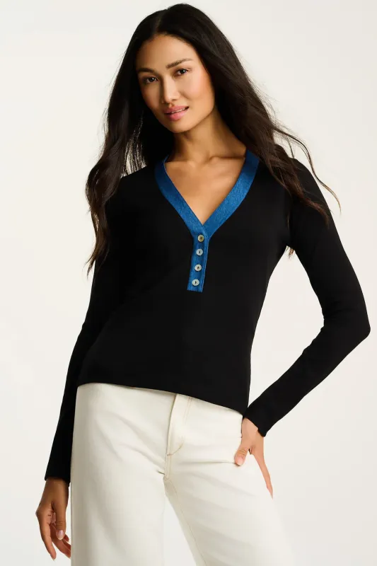 Pure Rib V Top Black