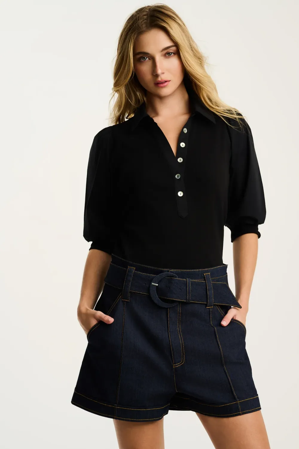 Pima Rib Collet Top Black