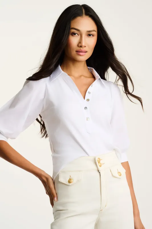 Pima Rib Collet Top White