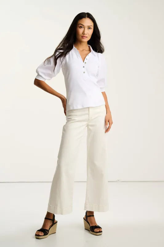 Pima Rib Collet Top White