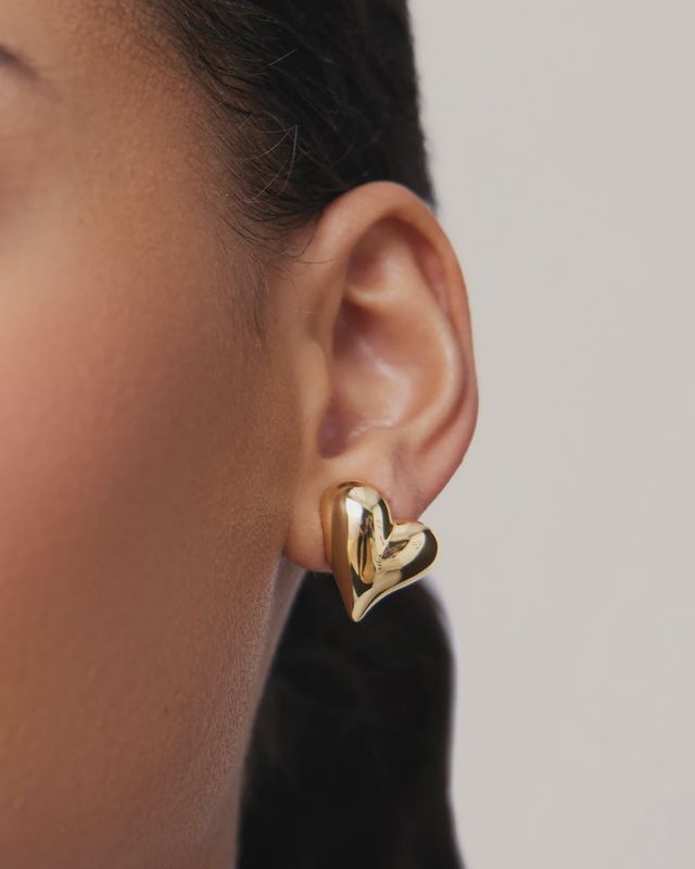 Art Heart Button Earrings