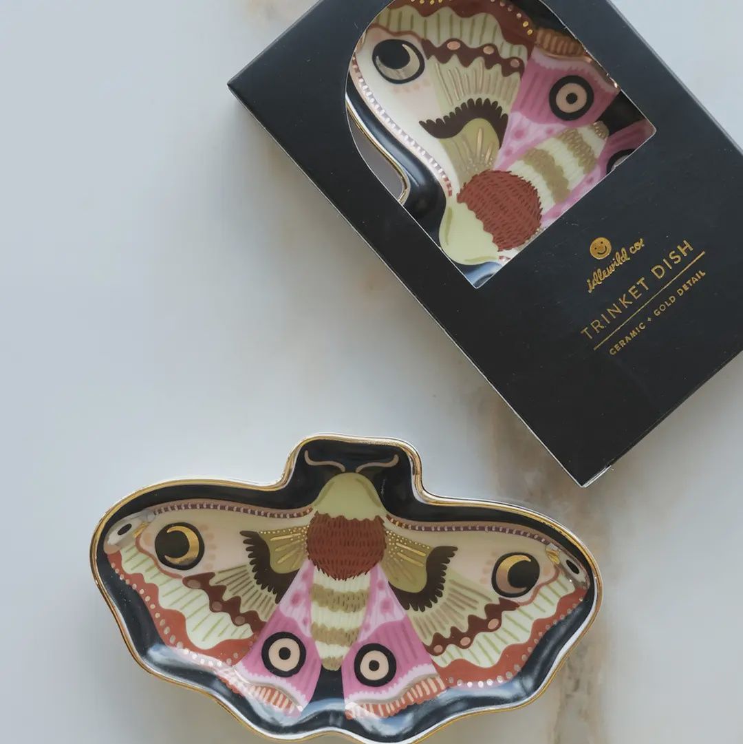 Porcelain Trinket Dish Moon Moth