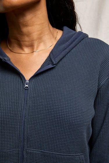 Inez Waffle Hoodie Navy