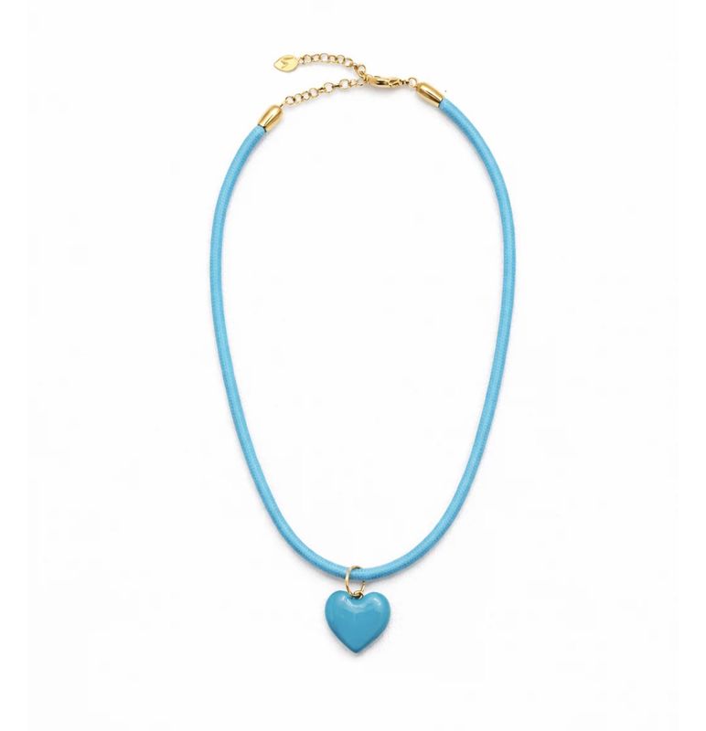 Aqua Cord Heart Necklace