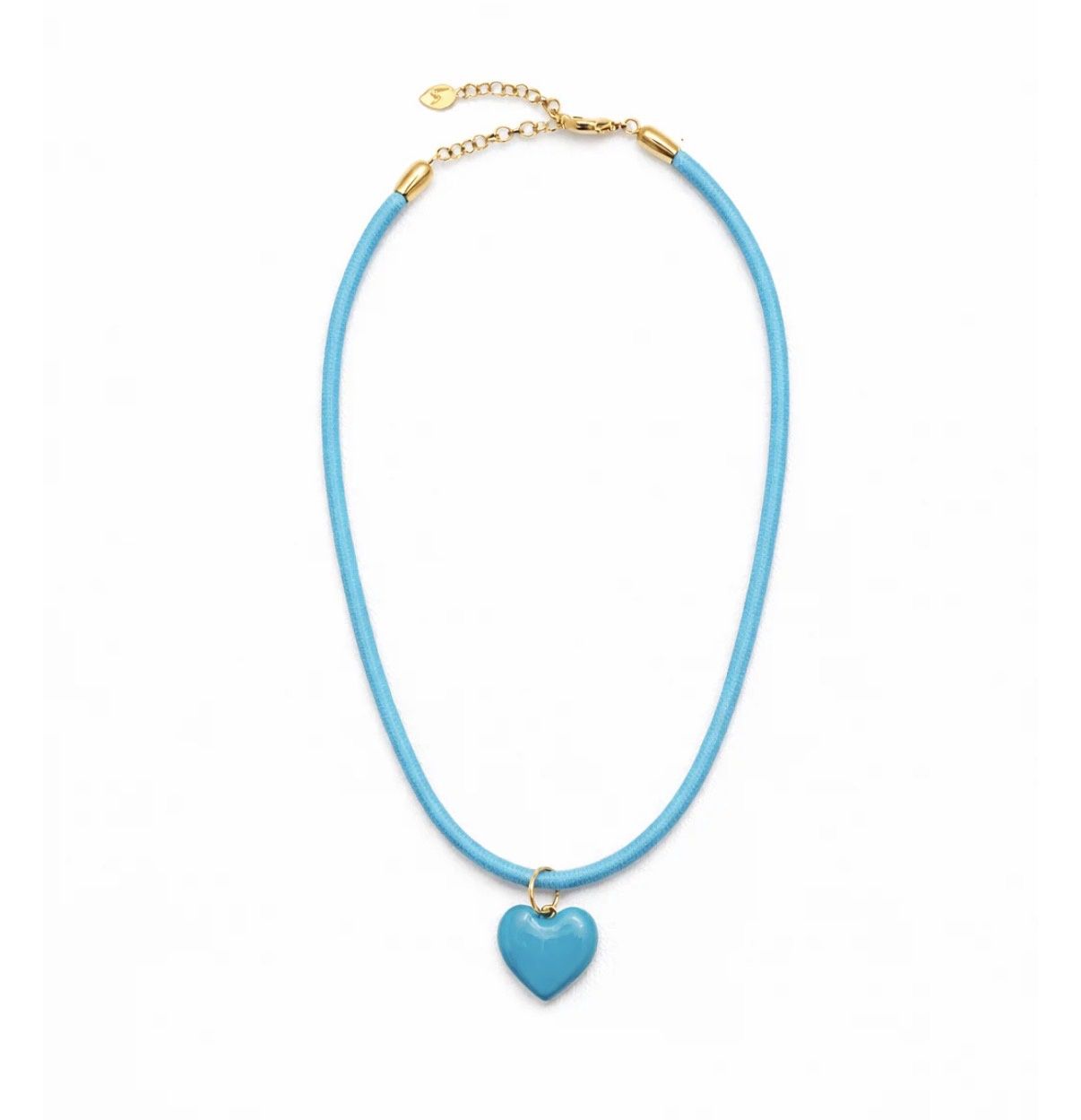 Aqua Cord Heart Necklace, Colour: blue