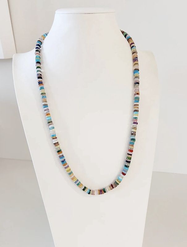 Rainbow Mixed Bead Gemstone Necklace