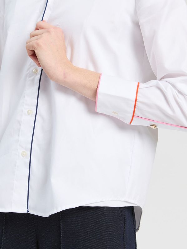 White Contrast Trim Blouse