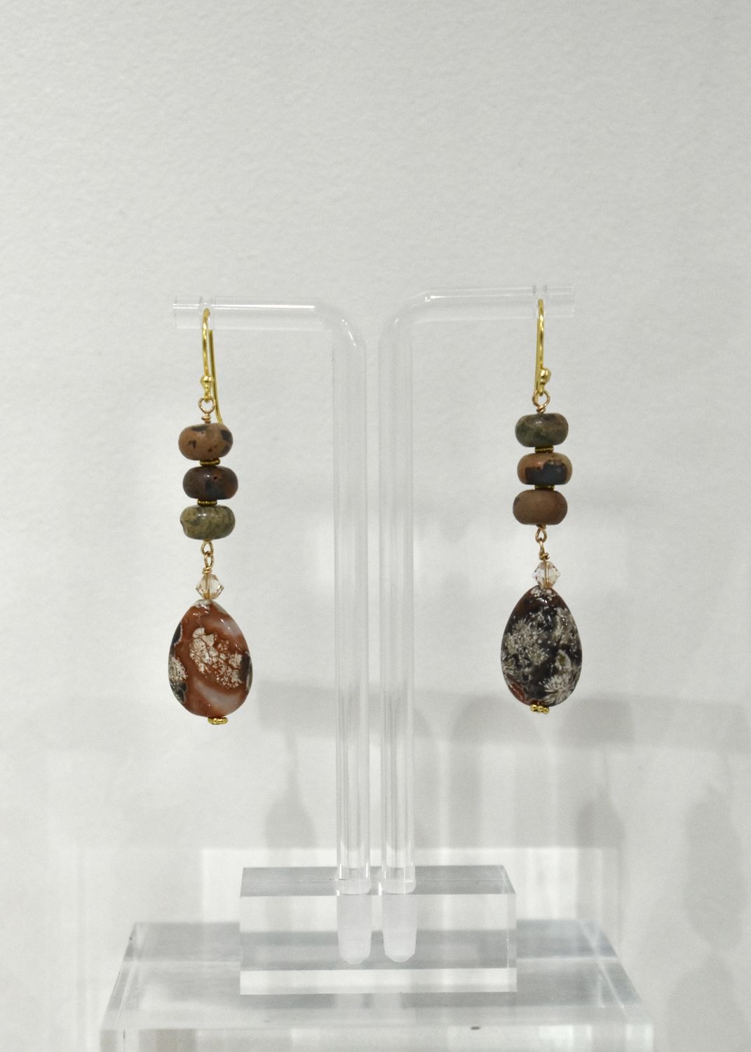 Picasso Jasper Triple Donut Teardrop Earrings