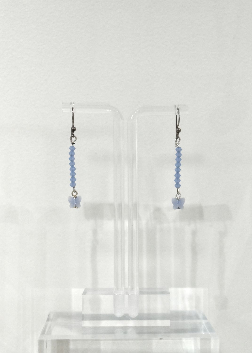 Blue Lace Agate Stick Butterfly Earrings