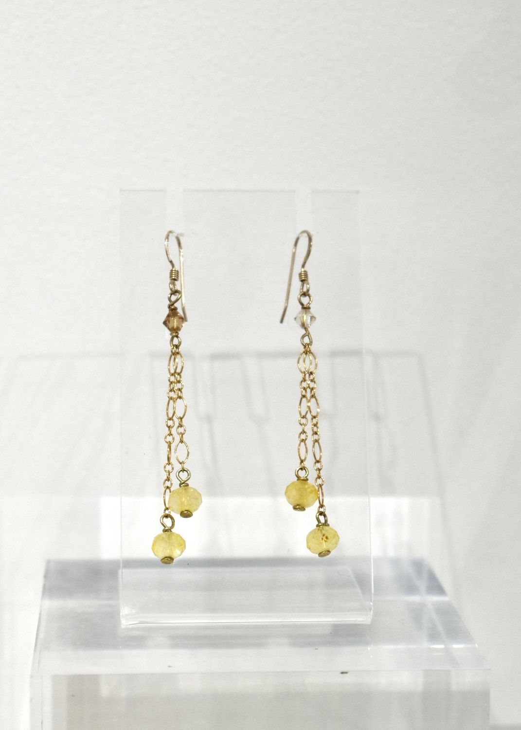 Gold Citrine Double Dangle Earrings