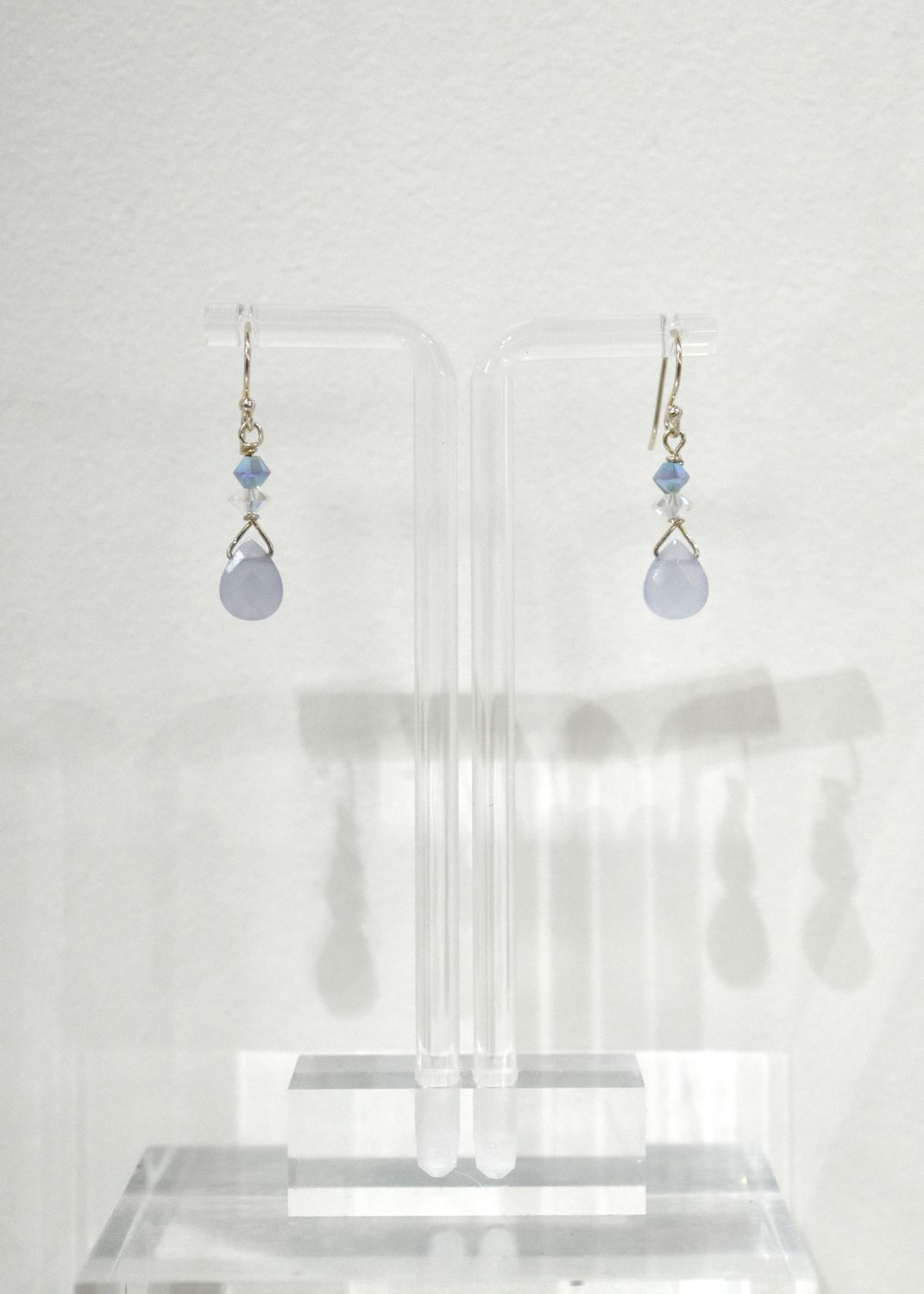 Blue Lace Agate Short Earrings