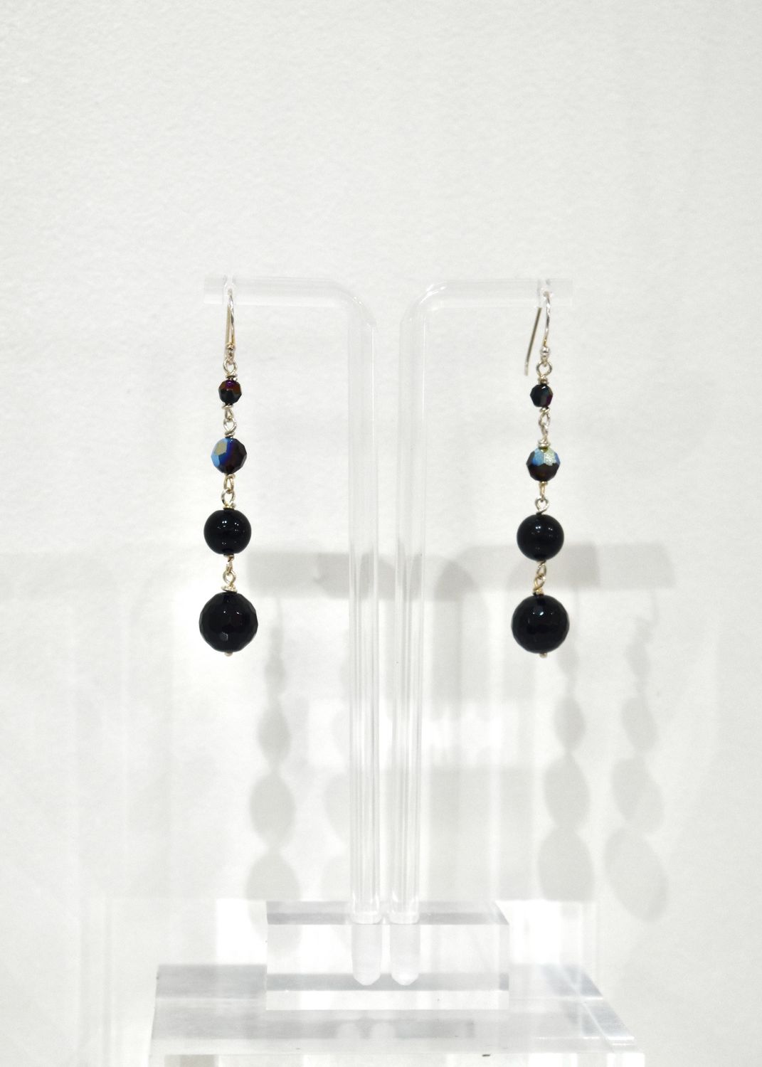 Long Onyx Bead Earrings
