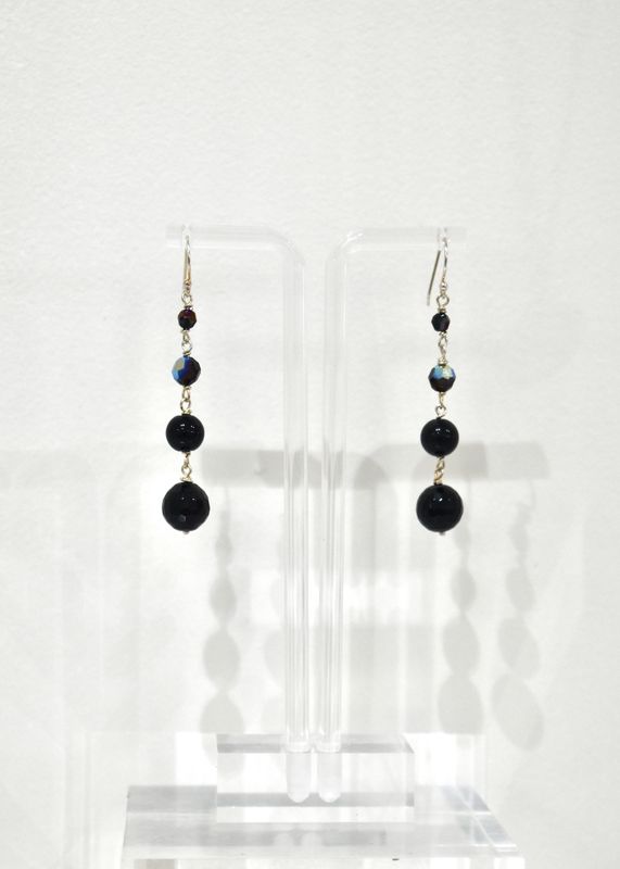 Long Onyx Bead Earrings