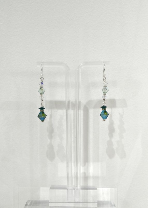 Ocean Green Swarovski Long Earrings