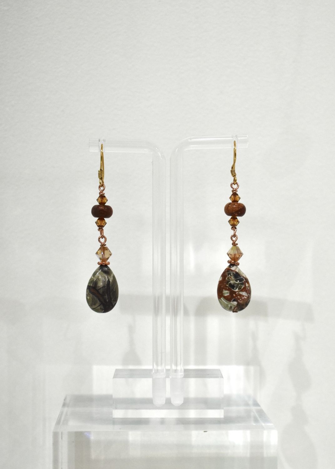 Picasso Jasper Single Donut Teardrop Earrings