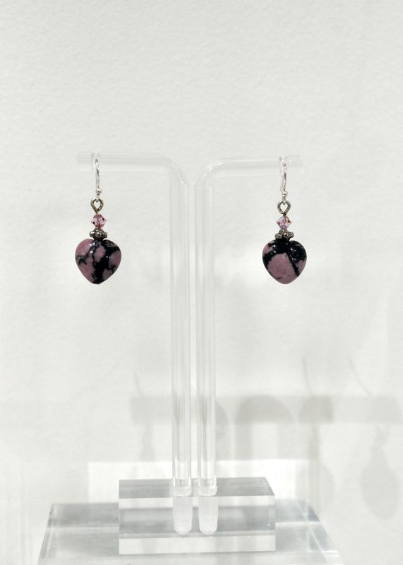 Rhodonite Black &amp; Pink Short Earrings