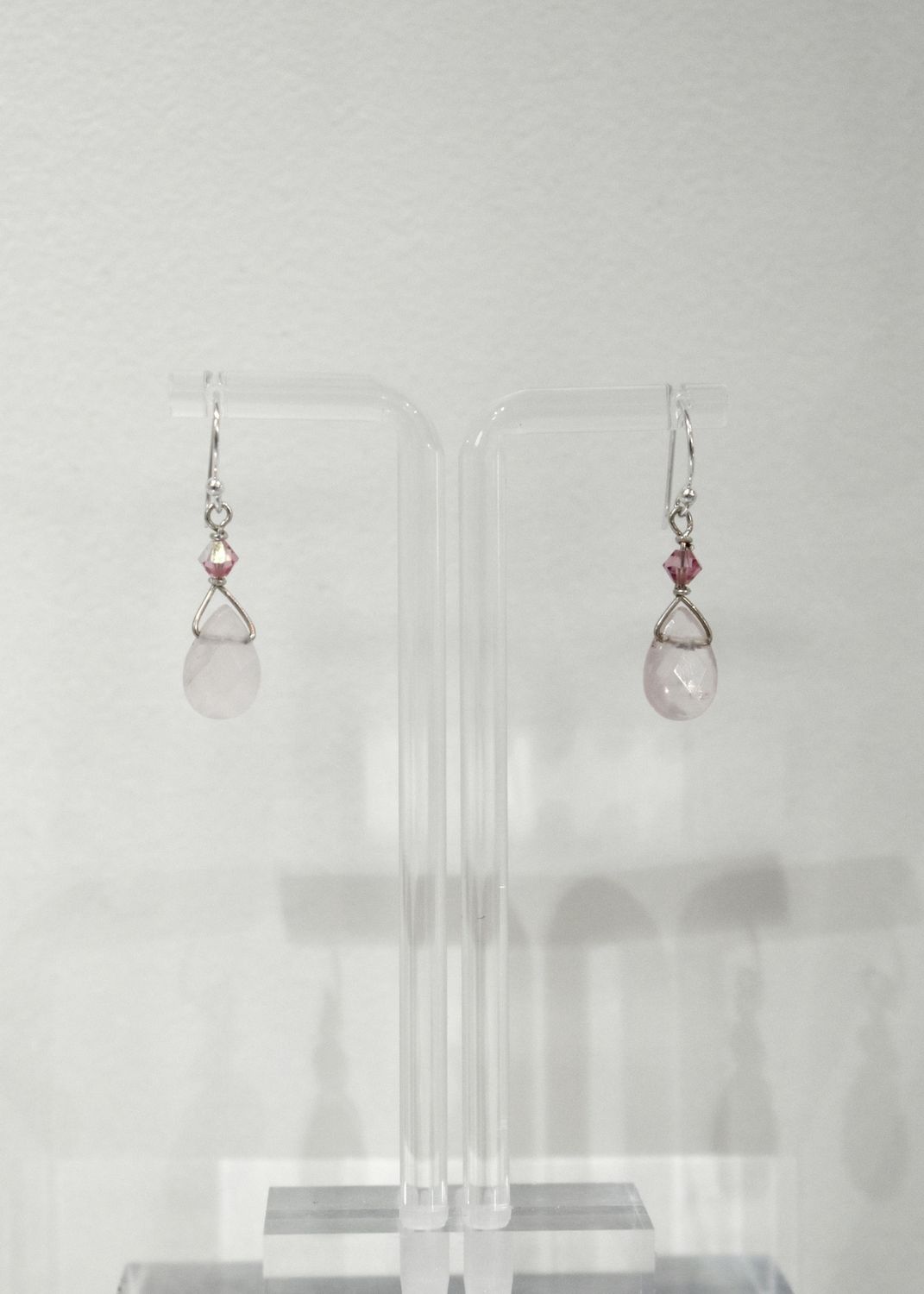 Rose Quartz Short Teardrop Earrings