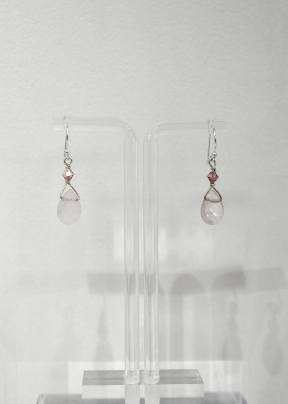 Rose Quartz Short Teardrop Earrings