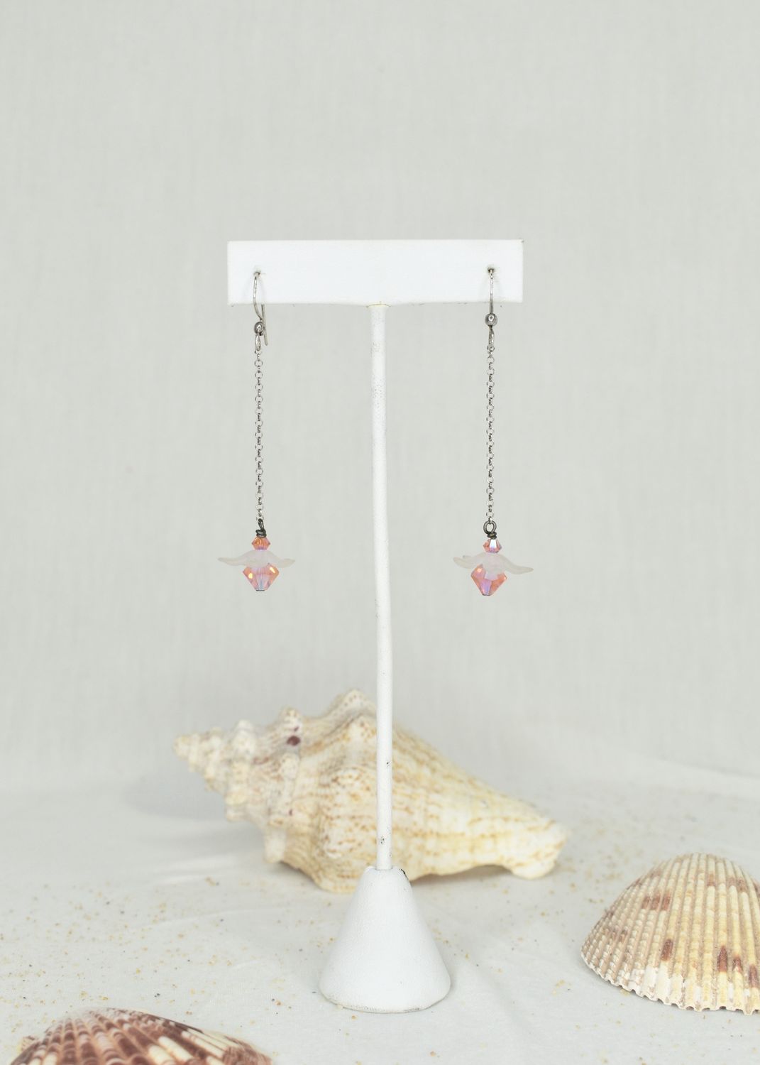 Pink Flower Dangle Earrings