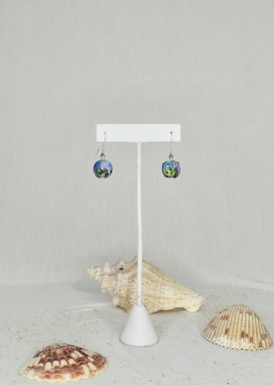 Glass Blown 3D Underwater Scene Earrings