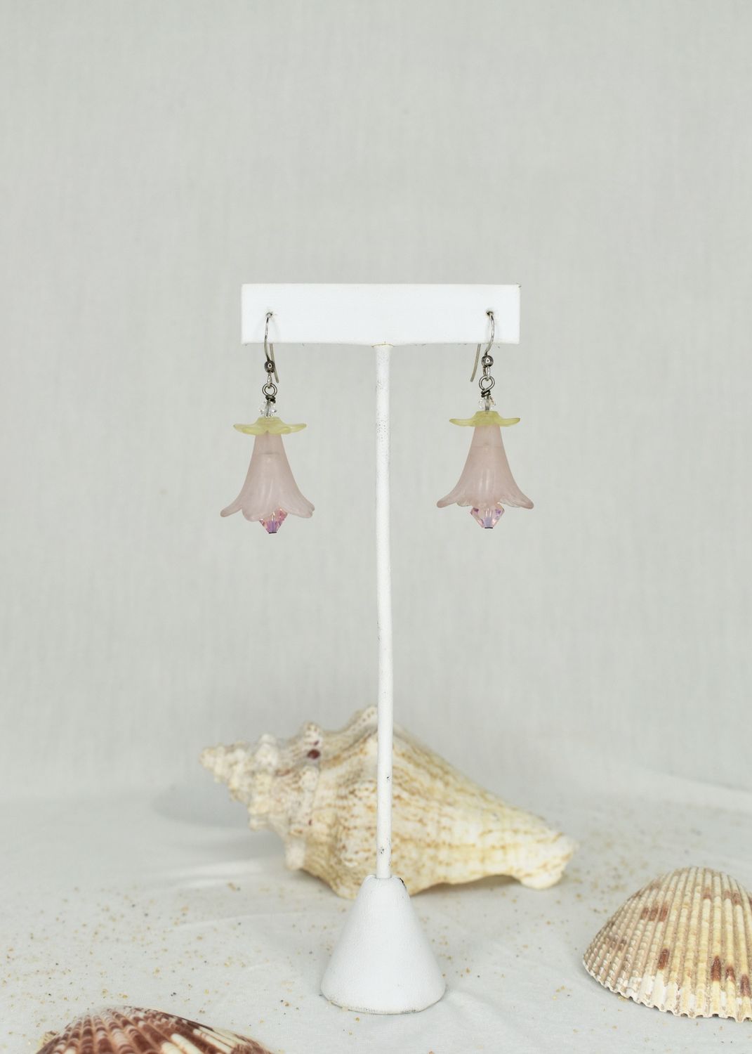 Large Pink Tulip Flower Earrings