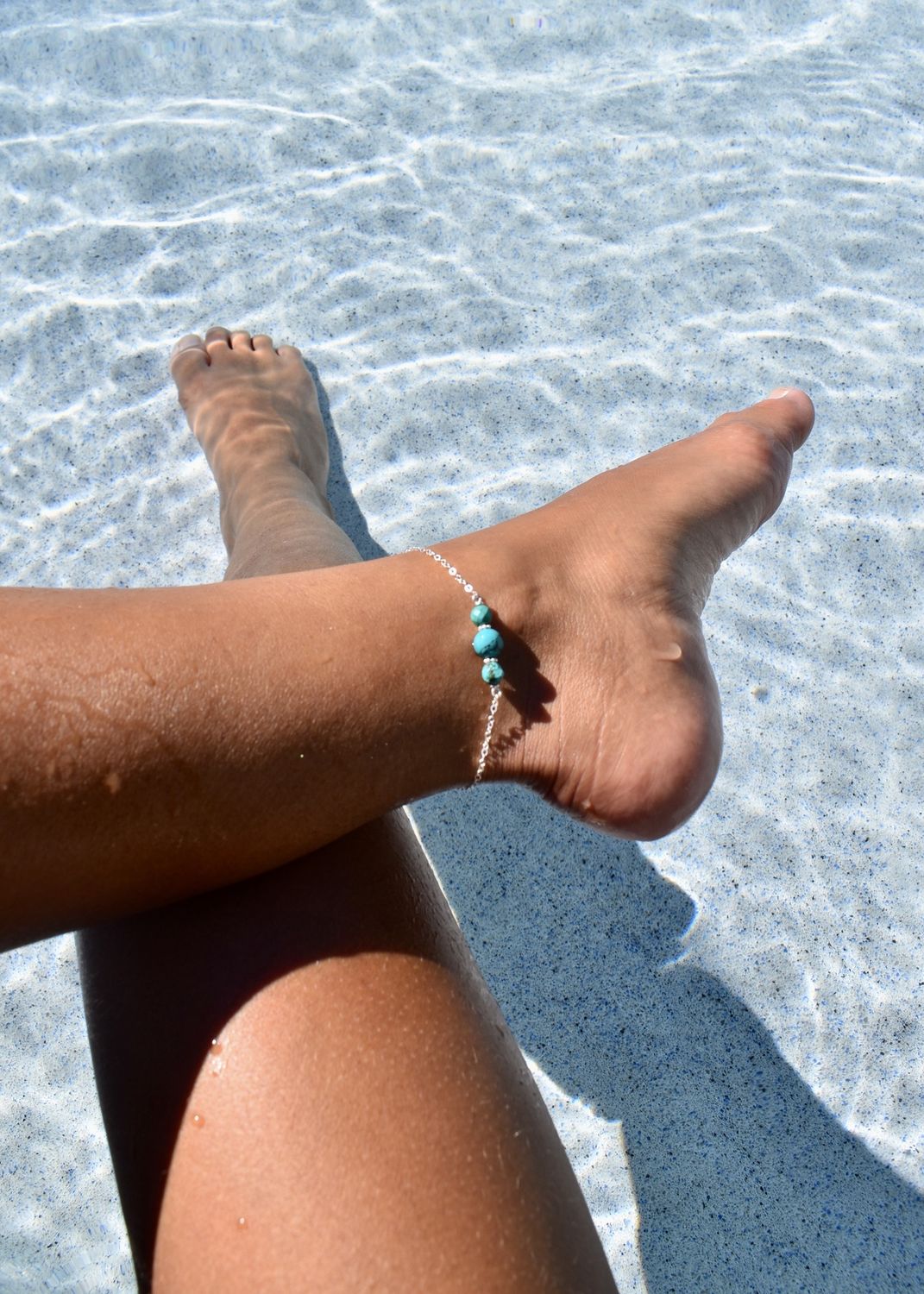 American Turquoise 3-Bead Anklet