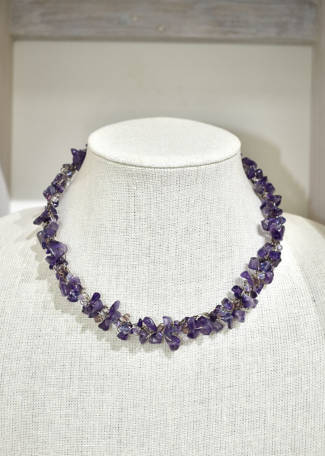 Amethyst Wire Crochet Necklace